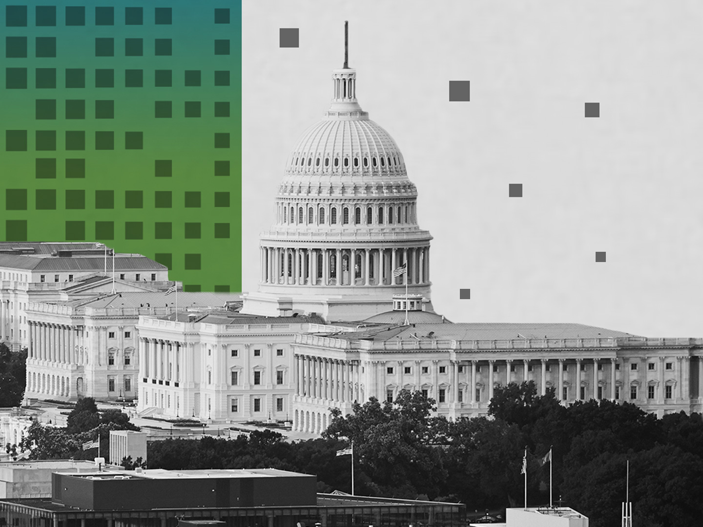 U.S. Capitol building with pixel pattern