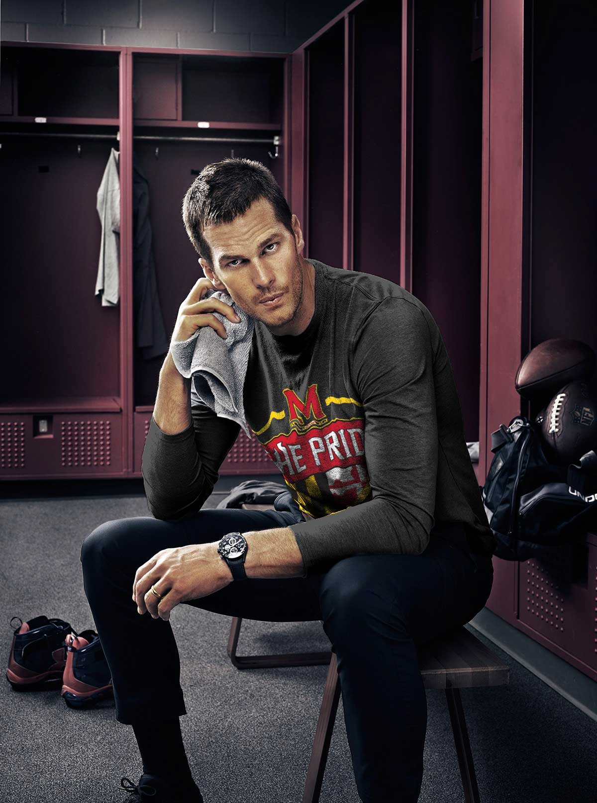 Tom Brady wearing a UMD Pride shirt