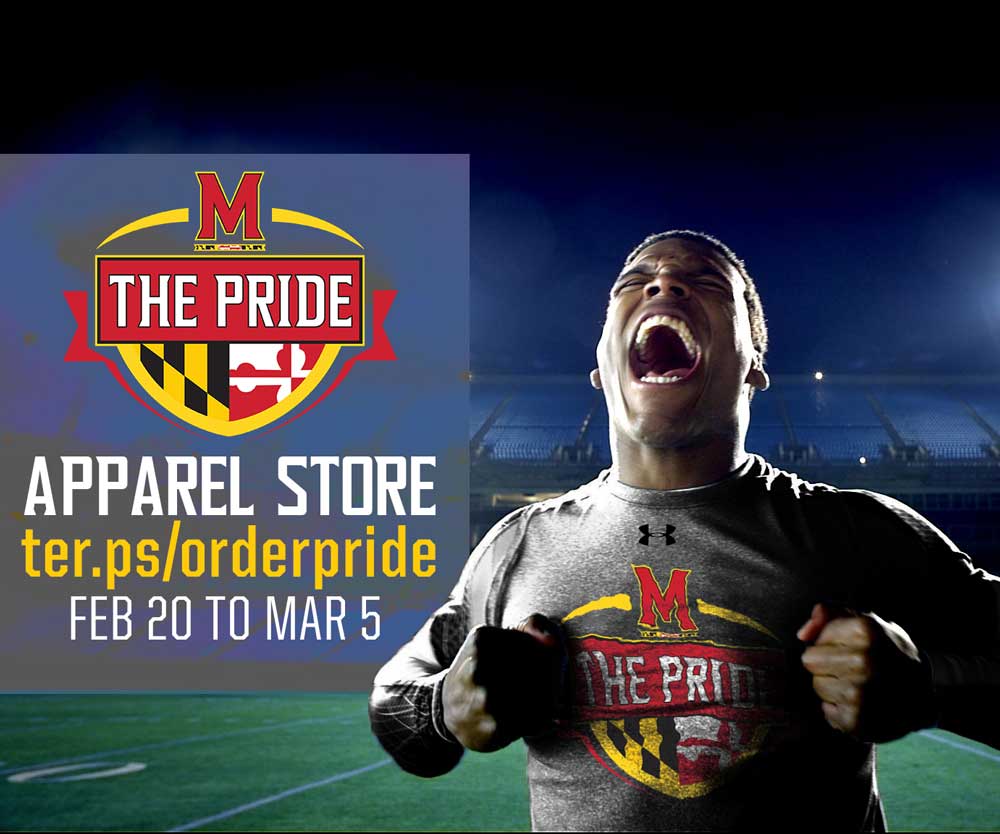 Cam Newton wearing a UMD Pride shirt advertising link to the apparel store