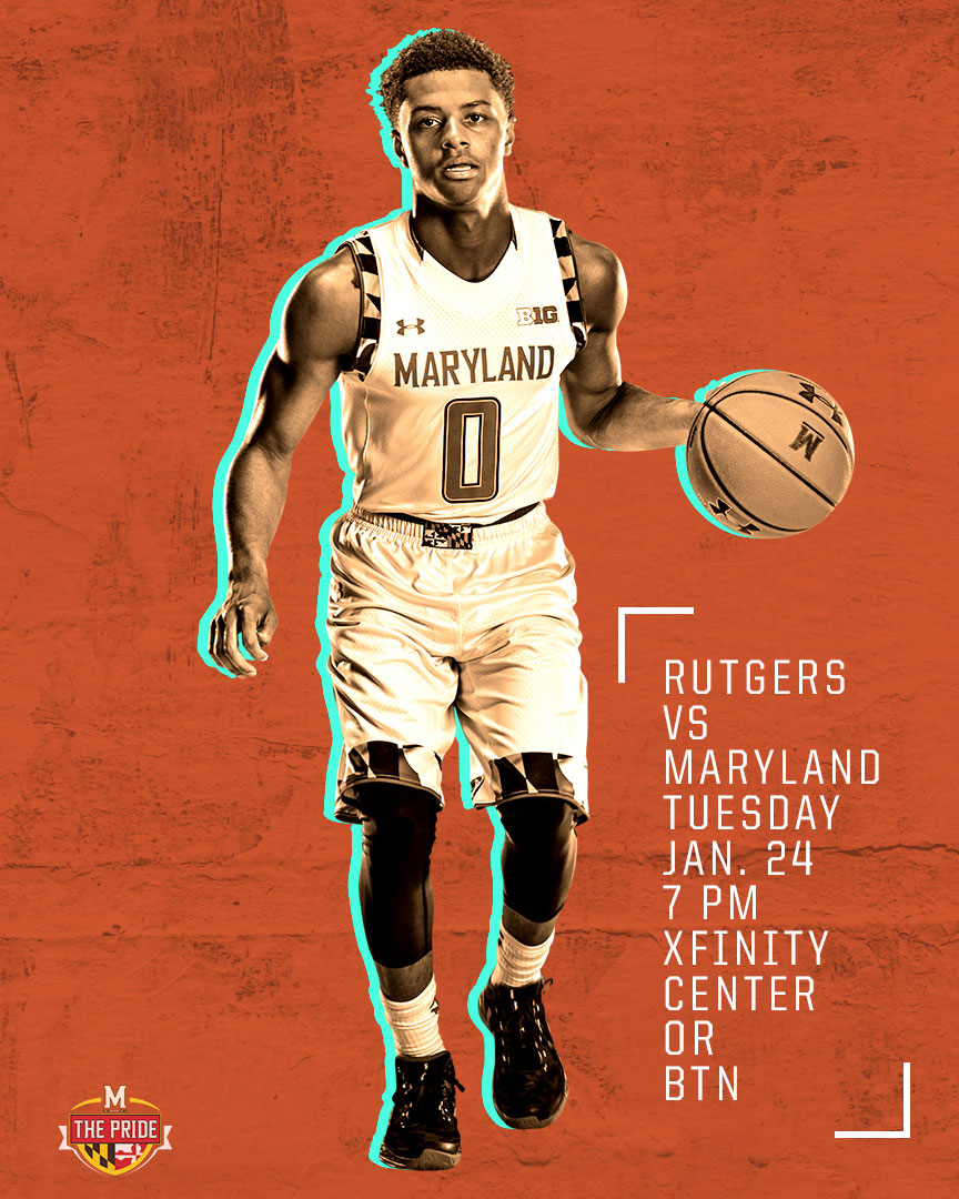 UMD vs Rutgers men's basketball graphic